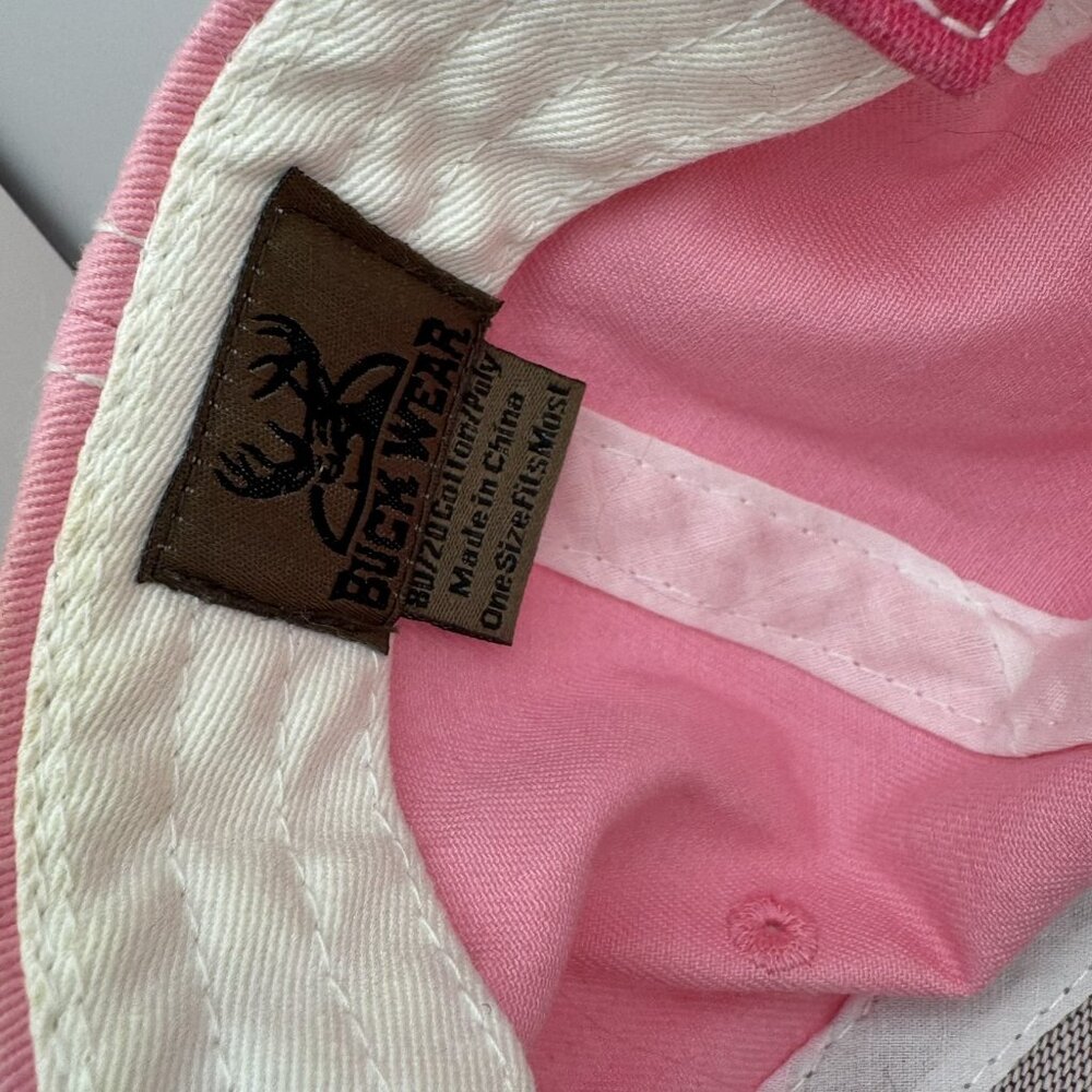 Buck Wear Women's Pink Camo Baseball Cap Hat Distressed USA Flag One Size - Picture 5 of 5